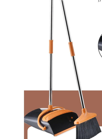 HOMEMAXS black and orange broom and dustpan set for effortless household cleaning
