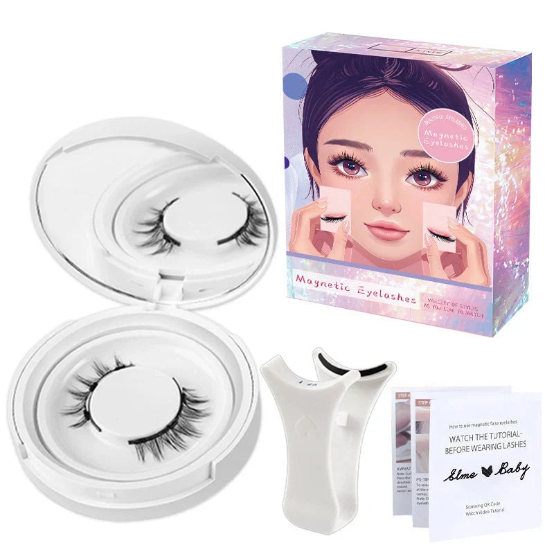 Premium magnetic suction false eyelashes in mink hair for a natural, glamorous look