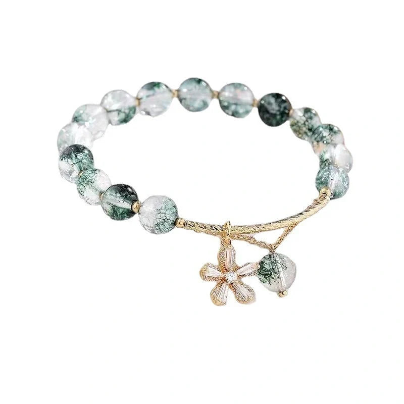 Small Design Crystal Bracelet with Green Ghost Beads, elegant and durable women's accessory