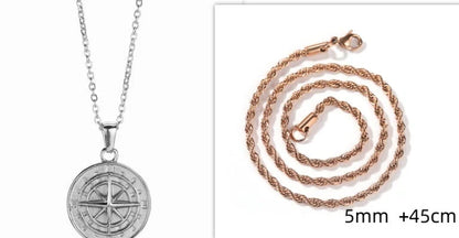 Elegant Stainless Steel Compass Necklace in gold and silver designs