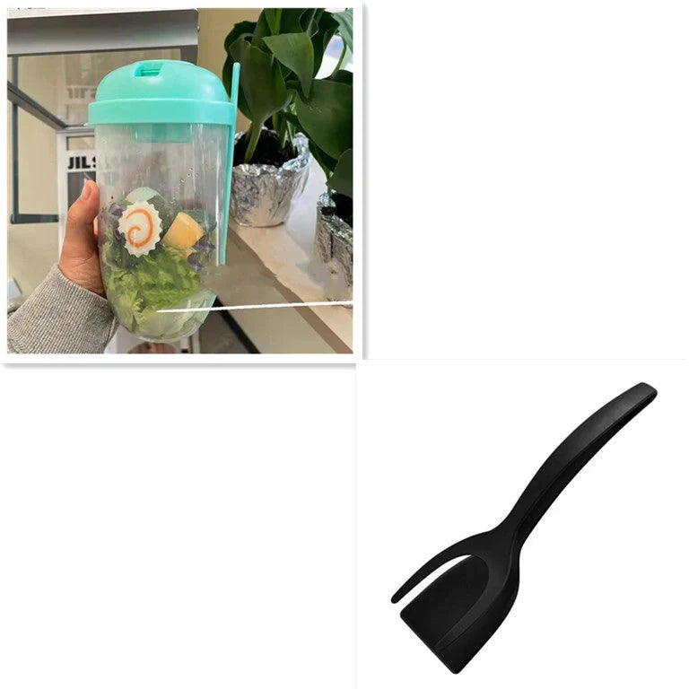 Bento food taper bowl set with fork and sauce cup lid in various colours