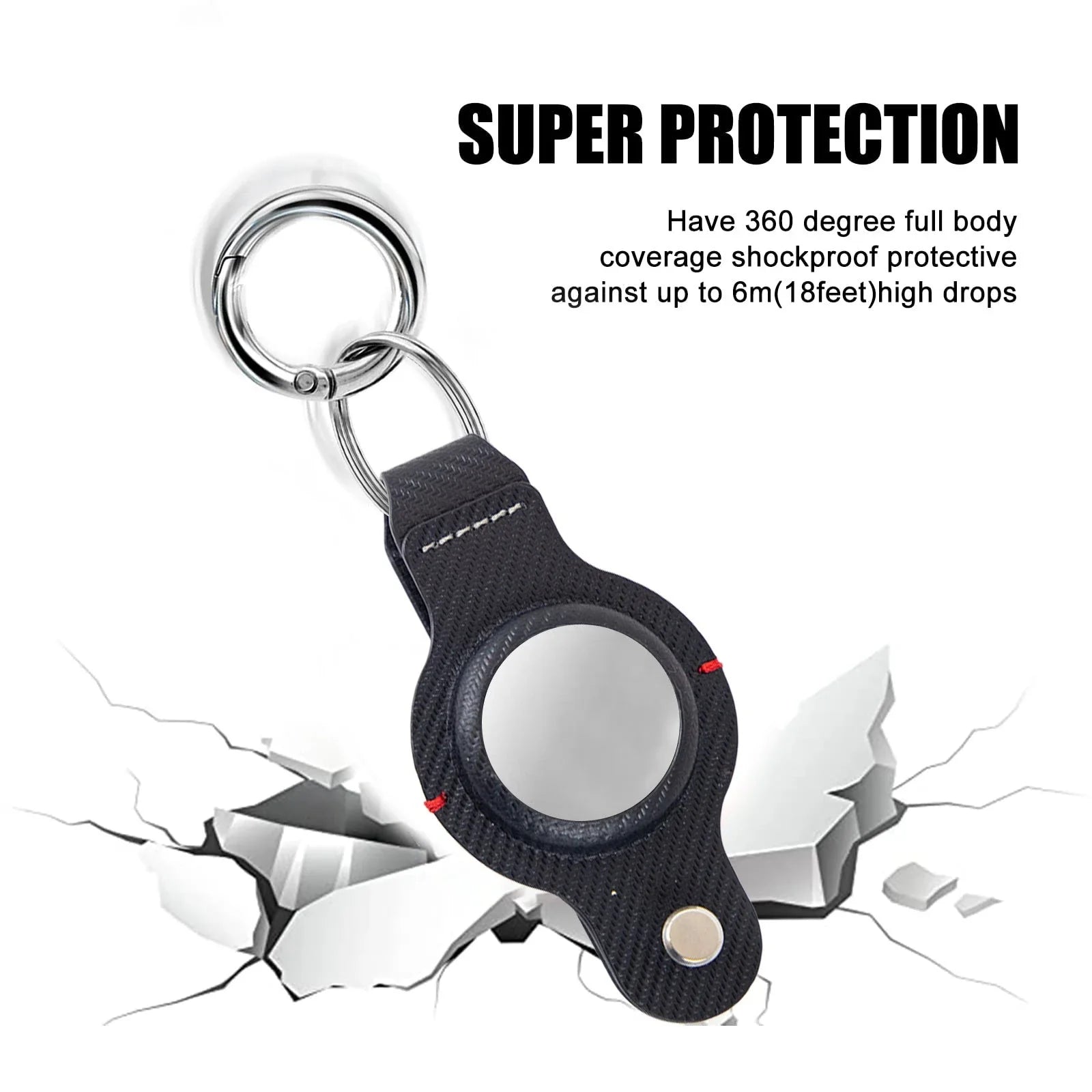 Stylish AirTag Holder with Durable Key Ring - Premium PU Leather Accessory for Secure Apple AirTag Tracking