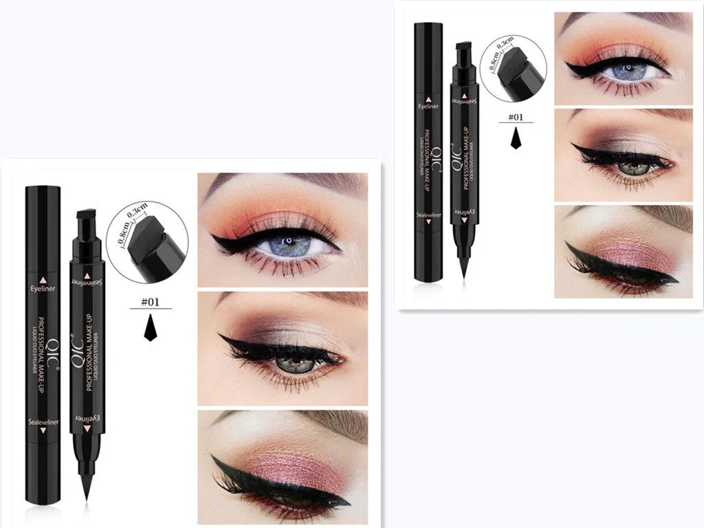 Double-headed wing seal eyeliner with carbon black formula for smudge-proof application