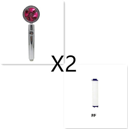360-degree rotating high-pressure shower head with built-in fan and adjustable water spray
