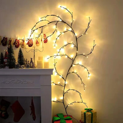 Flexible DIY Willow Vine Branch LED Light Garland with warm white lights