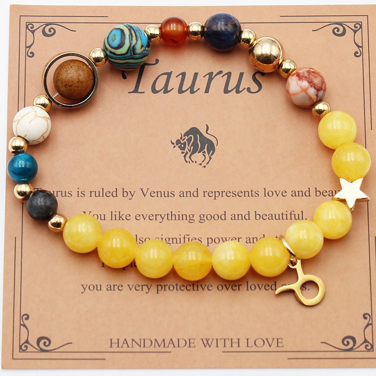 Morgan Stone Beaded Bracelet with twelve constellation designs