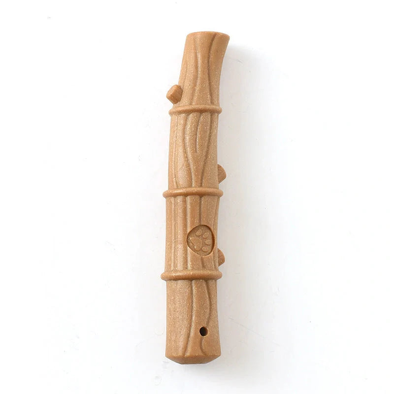 Small breed dog chew toy with dental cleaning features in antler design