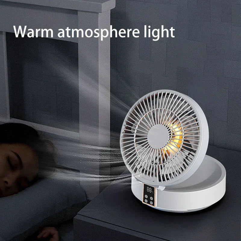 Rechargeable USB Desk Fan with Night Light - Portable Cooling Air Circulator for Home and Office