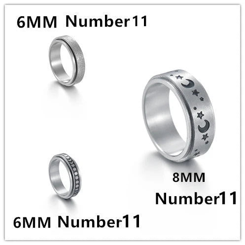 Titanium steel rings with captivating celestial designs including stars, moons, and floral motifs