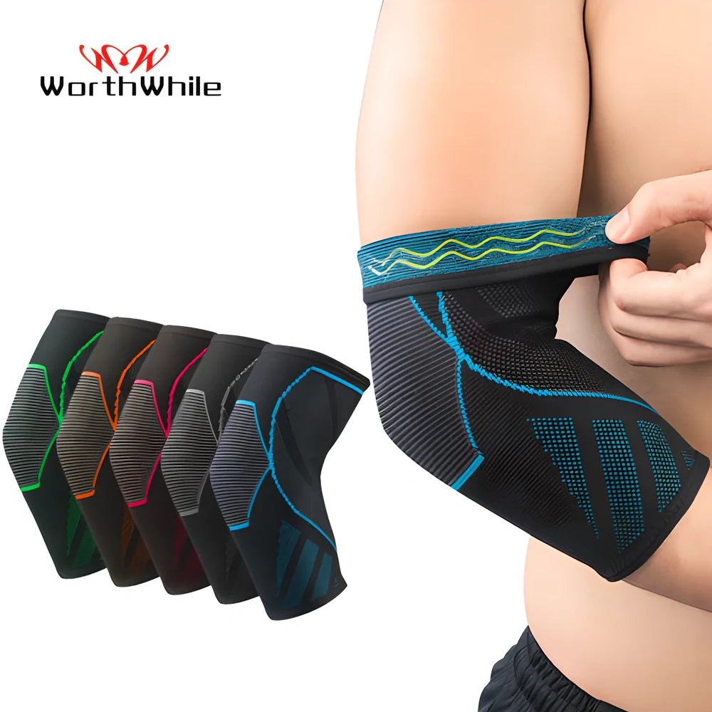 A breathable, ergonomically designed elbow compression sleeve that provides support and protection for active UK athletes