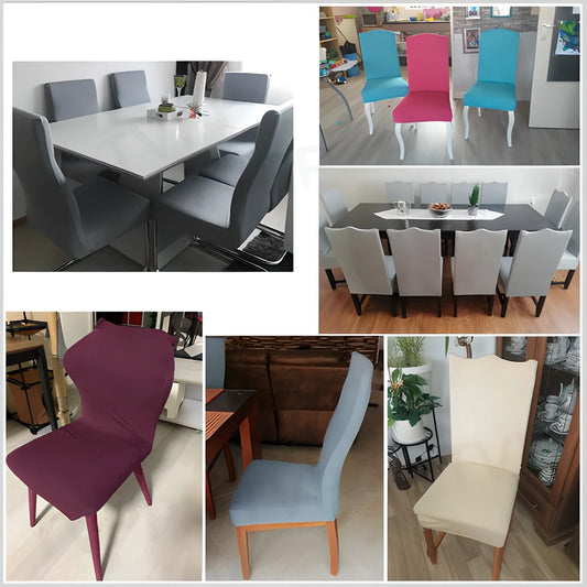 Elastic dining chair covers in a variety of colours, instantly refreshing and protecting dining chairs