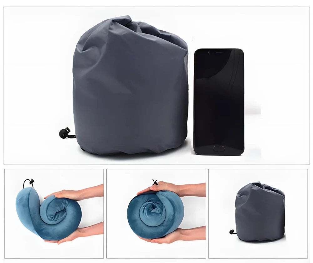 Premium Ergonomic Memory Foam Travel Neck Pillow Kit with Soft Velvet Cover, Breathable Magnetic Therapy Cloth, and Memory Foam Cushioning