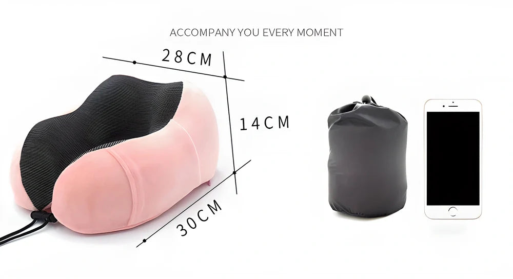 Premium Ergonomic Memory Foam Travel Neck Pillow Kit with Soft Velvet Cover, Breathable Magnetic Therapy Cloth, and Memory Foam Cushioning