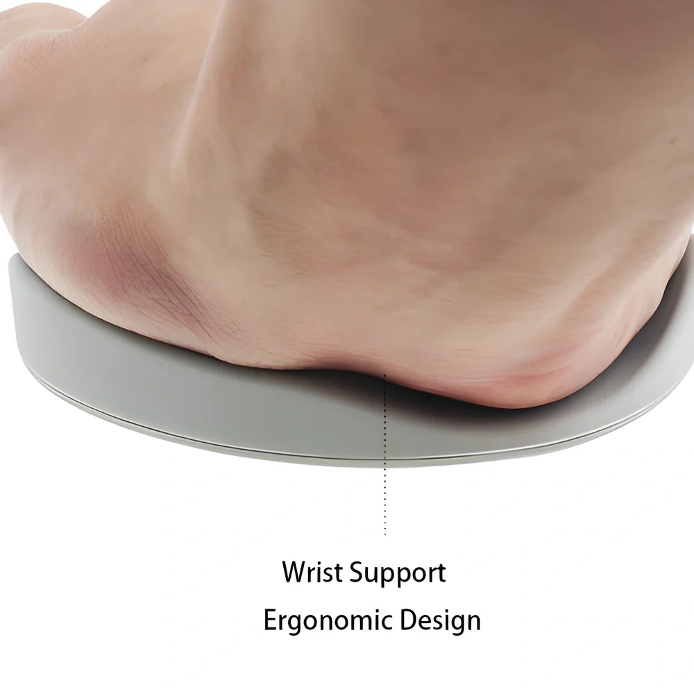 Premium ergonomic wrist support cushion in white and black colours, designed to provide enhanced comfort and alignment for desk-bound users.