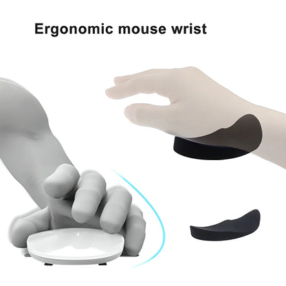 Premium ergonomic wrist support cushion in white and black colours, designed to provide enhanced comfort and alignment for desk-bound users.
