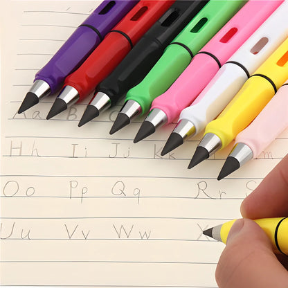 A set of three premium metal nib pencils in various colours, designed to be an eco-friendly and long-lasting writing solution