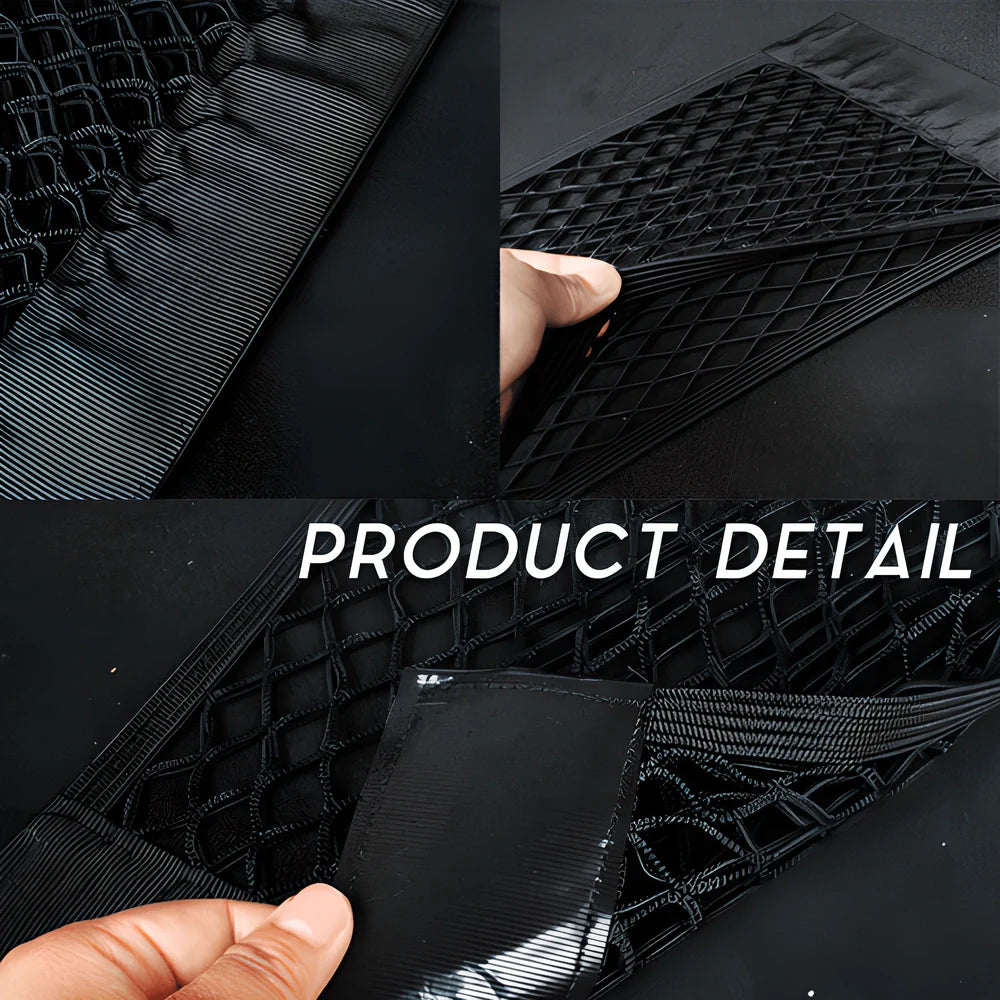 Extended Car Double Net Velcro Organiser Pocket - Versatile car boot storage solution with strong adhesive and double-layer net design