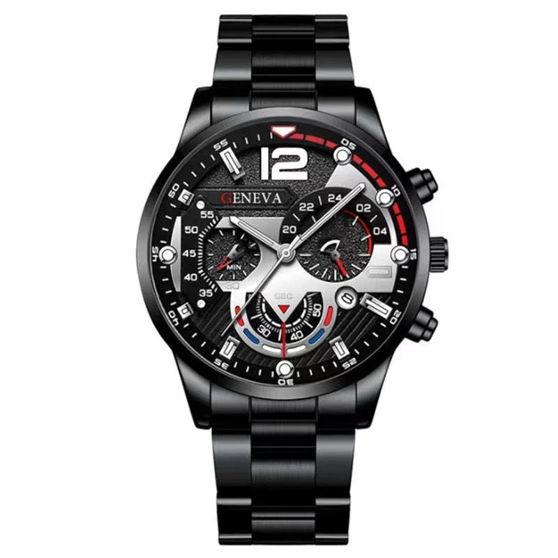 Premium stainless steel men's watch with bracelet in multiple color options