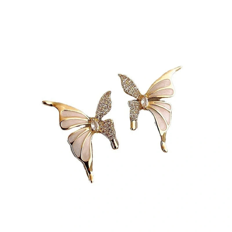 Rhinestone Dripped Butterflies Stud Earrings in alloy with diamond treatment