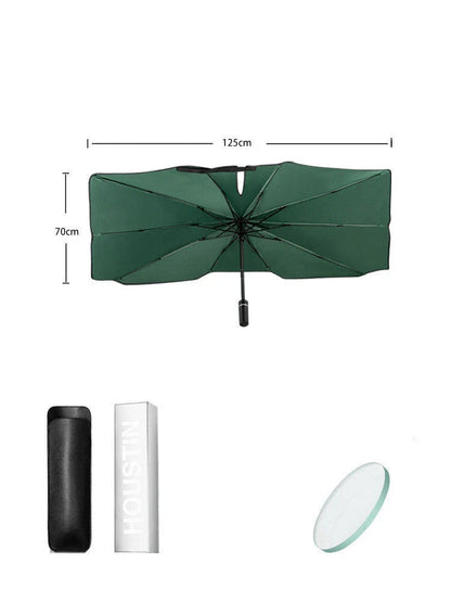 Compact and portable car sunshade with telescopic mechanism and full windshield coverage