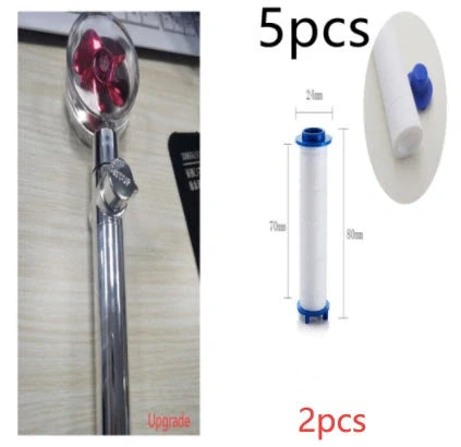 Turbo Propeller Shower Head in various colours with 360-degree fan extension