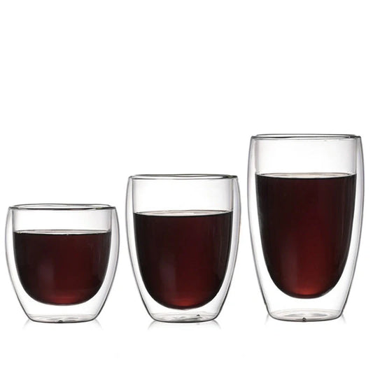 Egg-shaped double-layer insulated glass cup for hot and cold beverages