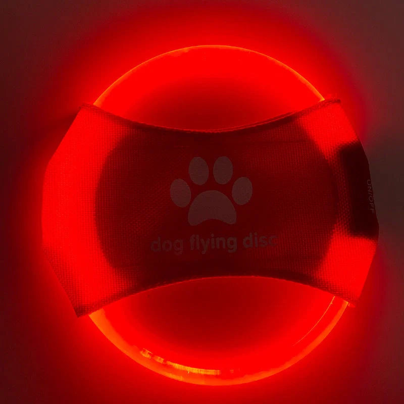 LED Glowing Dog Flying Disc in various colours for night play and training