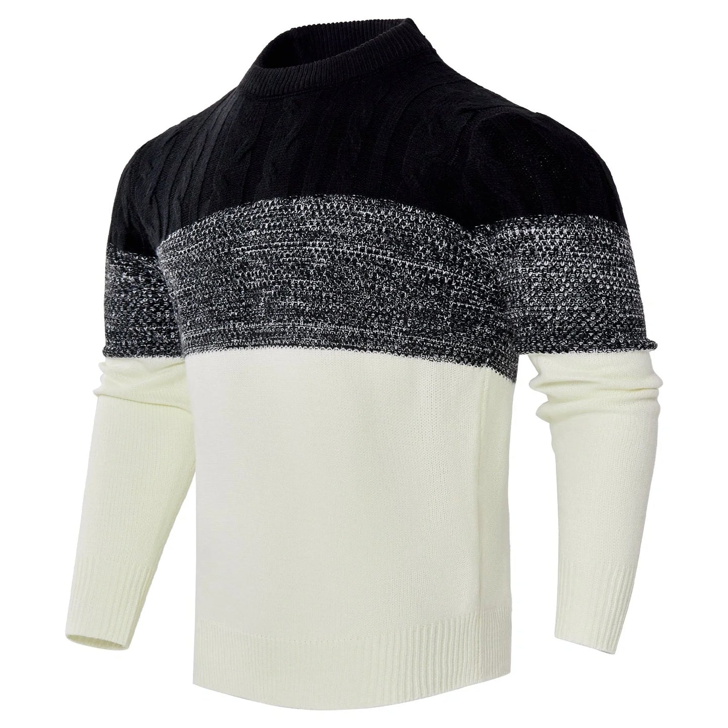 Men's Casual Cable Knit Colour Block Sweater in various colors and sizes