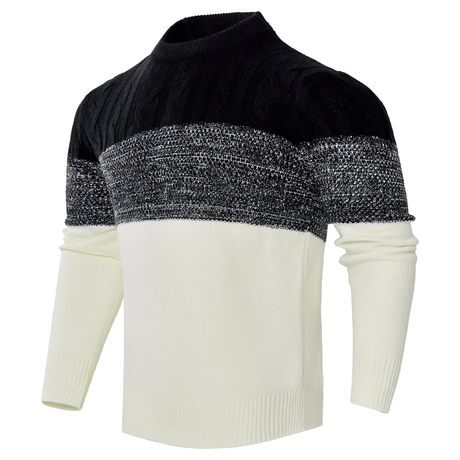 Men's Casual Cable Knit Colour Block Sweater in various colors and sizes