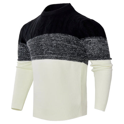 Men's Casual Cable Knit Colour Block Sweater in various colors and sizes