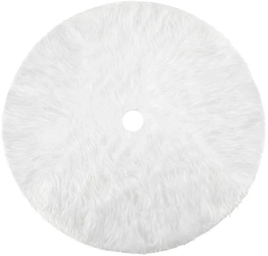 Luxurious plush Christmas tree skirt in various sizes, adding elegant charm to any holiday decor
