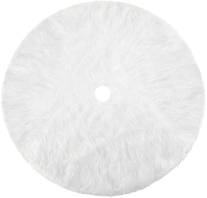 Luxurious plush Christmas tree skirt in various sizes, adding elegant charm to any holiday decor