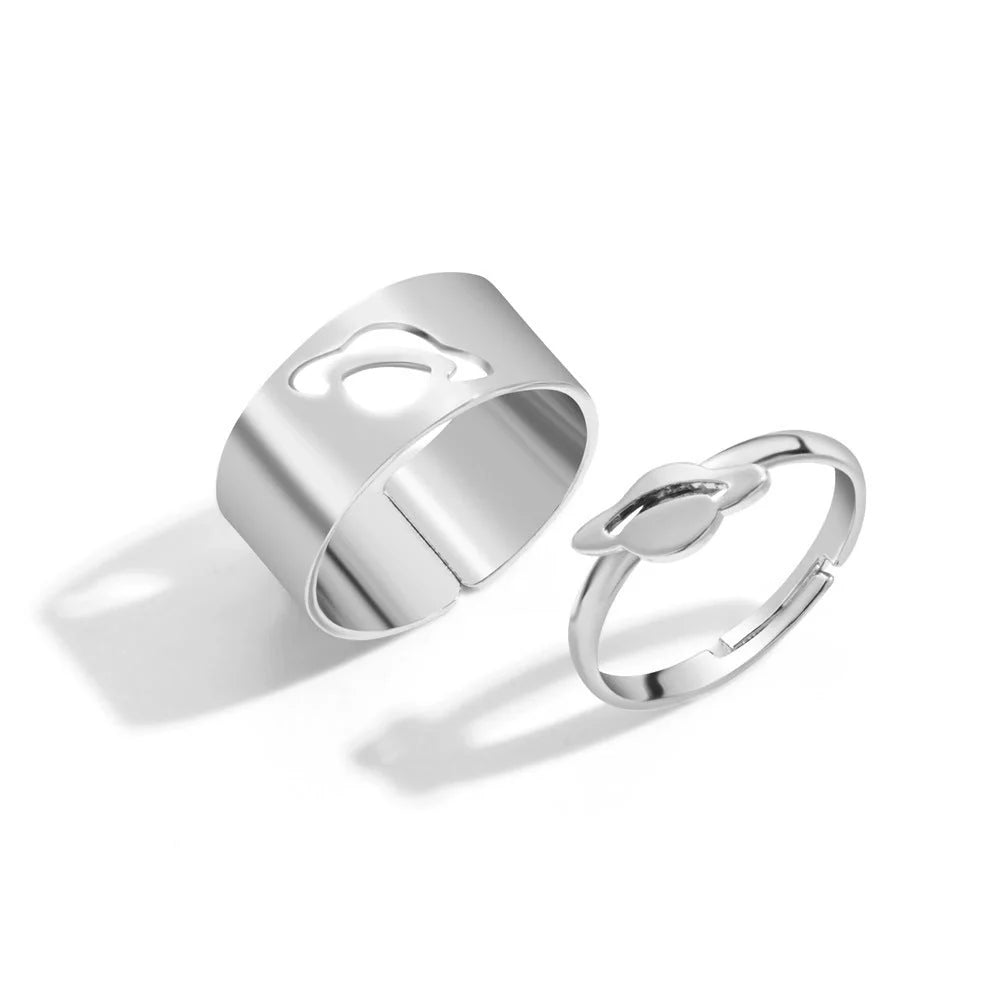 Punk style adjustable butterfly couple rings in gold and silver