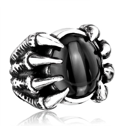 Vintage titanium steel zircon ring with intricate design and retro charm