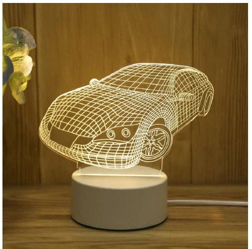 3D Acrylic USB LED Night Light with warm white glow and unique design