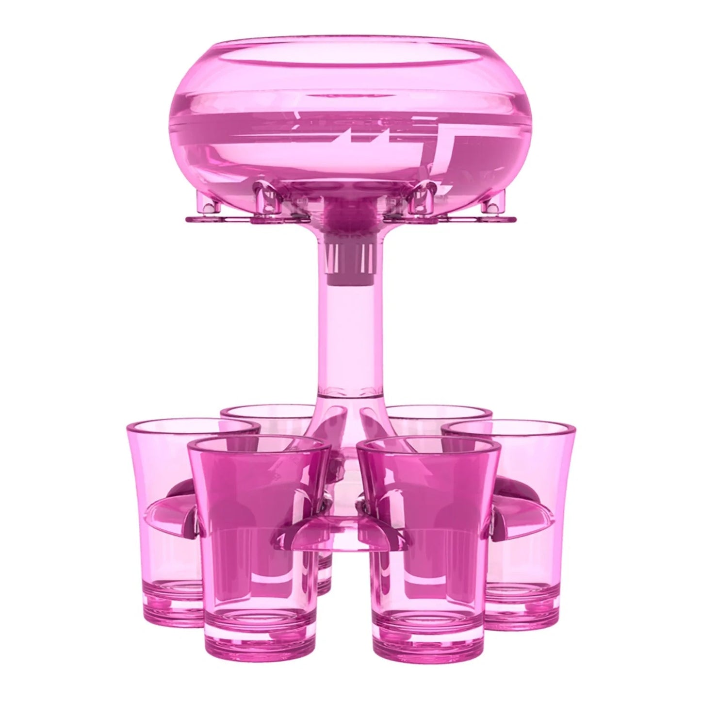 6-shot glass dispenser holder with 6 cups for wine, whisky, and beer