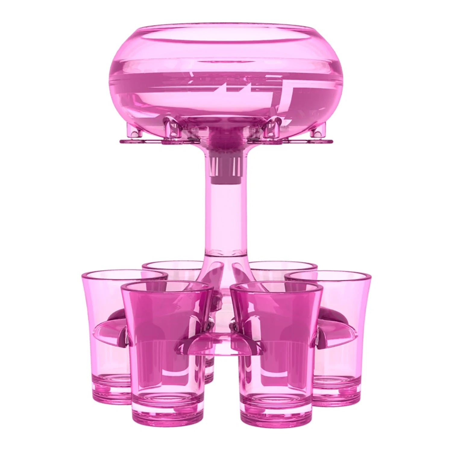 6-shot glass dispenser holder with 6 cups for wine, whisky, and beer