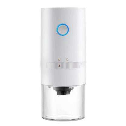 Portable electric coffee grinder with adjustable grind settings, USB-C charging, and dishwasher-safe components for fresh ground coffee on the go.