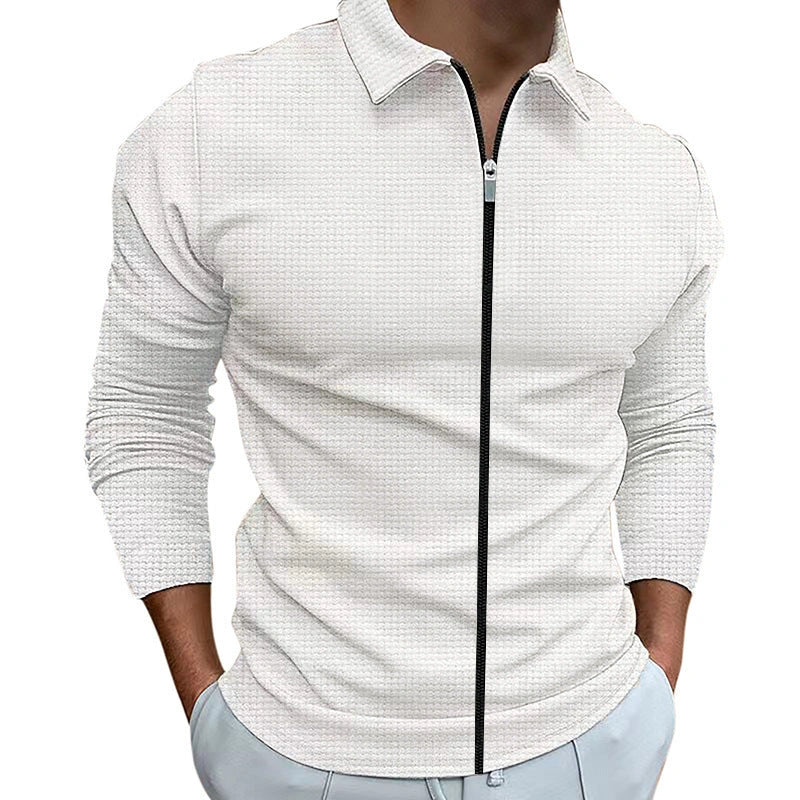 Men's waffle-style zipped lapel jacket in various colours for outdoor sports