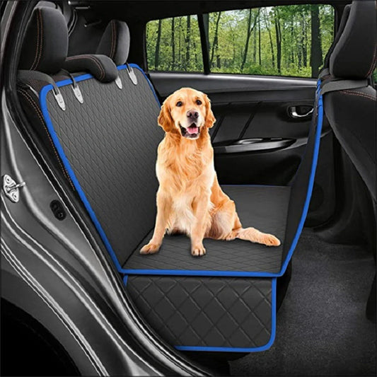 Waterproof dog car seat cover with view mesh and anti-skid surface