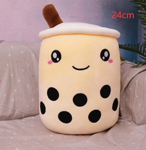 Strawberry Milk Tea Plush Boba Toy Pillow in various colours and sizes