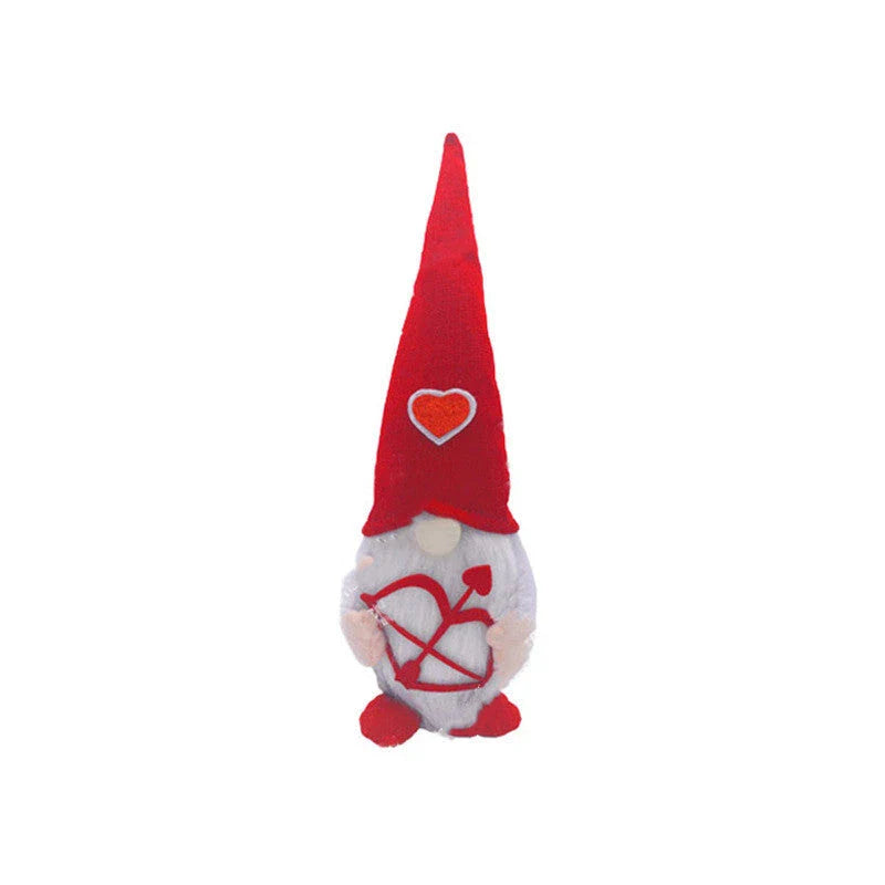 Plush gnome decorations in Cupid-inspired and romantic designs for Valentine's Day and holiday decor