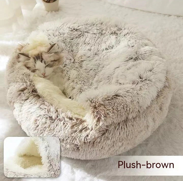 Cozy and comfortable 2-in-1 pet bed for cats and dogs, featuring plush, warm, and soft materials