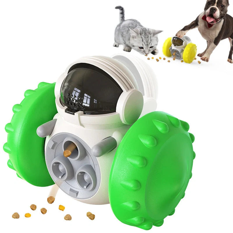 Tumbler Balance Car Dog Toy in vibrant colours, promoting pet intelligence through interactive play