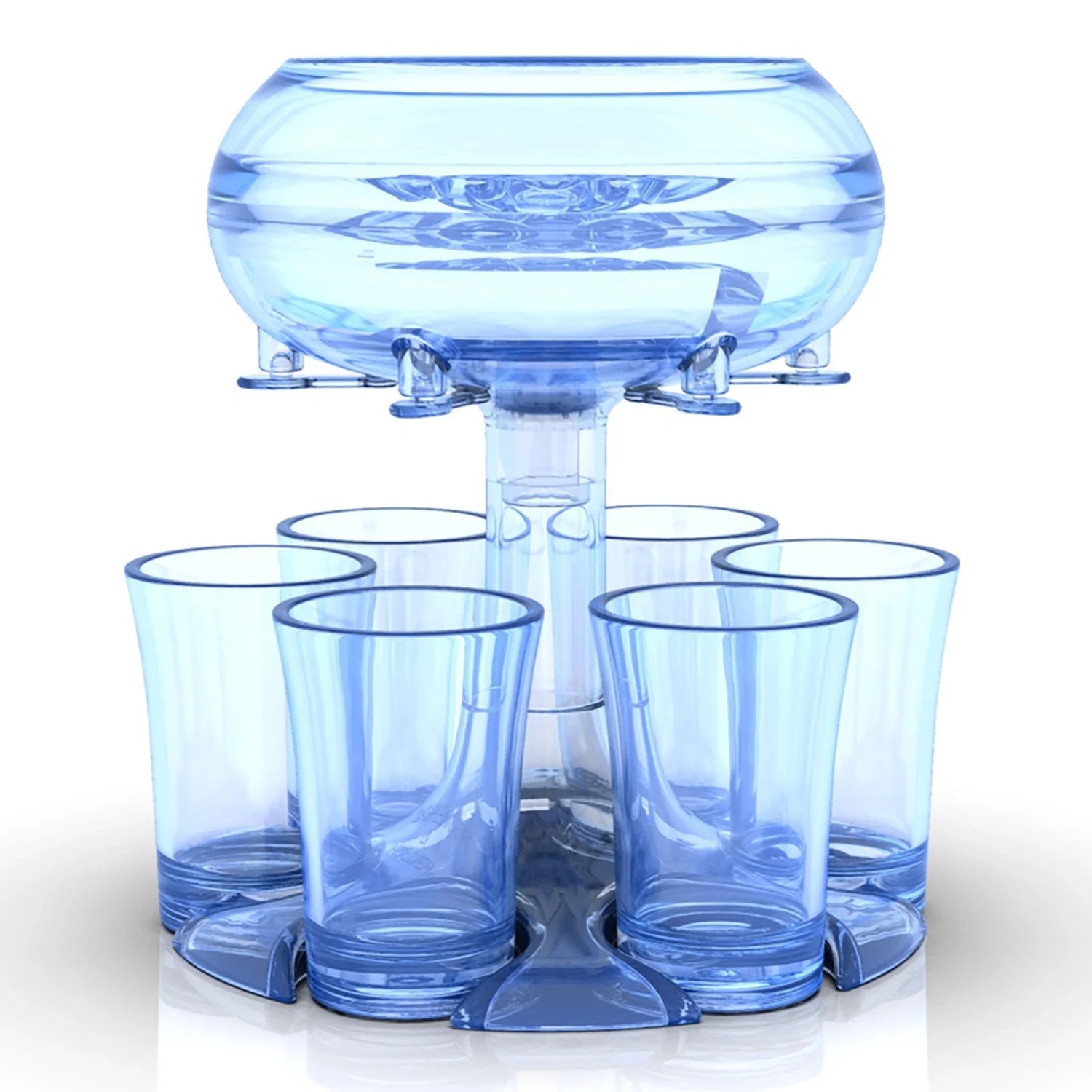 6-shot glass dispenser holder with 6 cups for wine, whisky, and beer