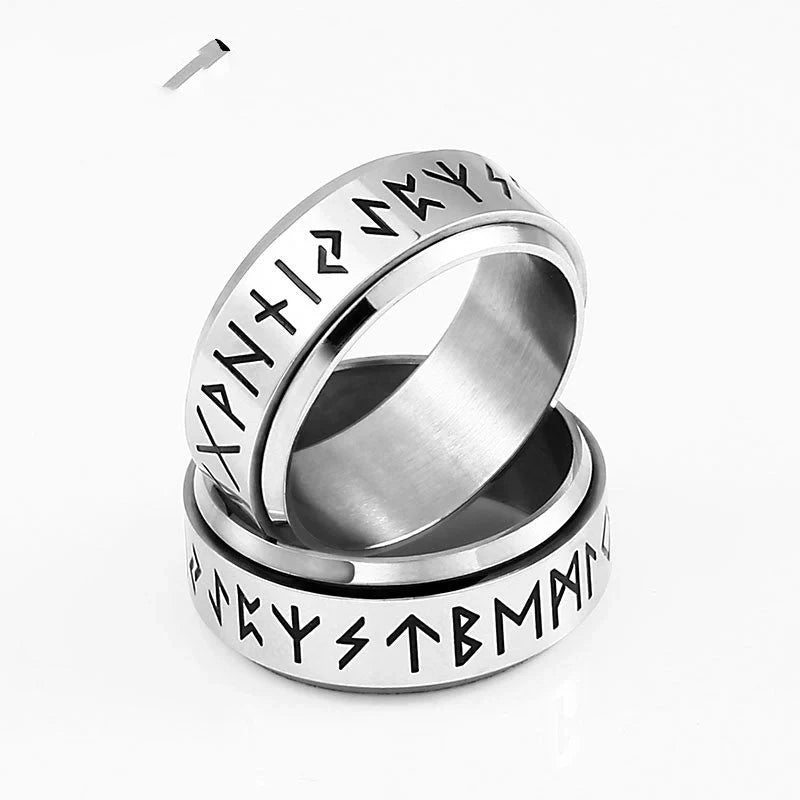 Korean Fashion Titanium Steel Rotatable Ring in vintage style, available in multiple colours