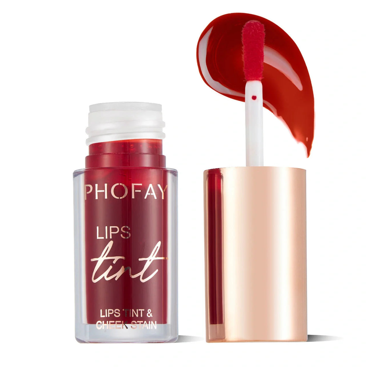 PHOFAY Premium Long-Lasting Lip Tint Collection in various shades and applications