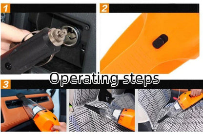 Powerful car vacuum cleaner with 120W motor and compact design for effortless interior cleaning