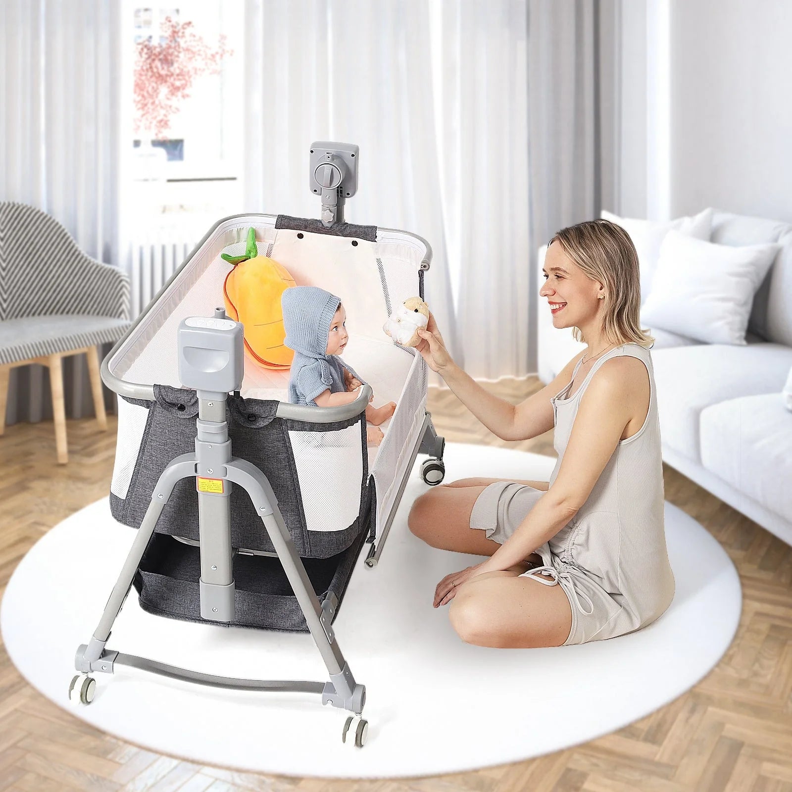 Baby electric rocking chair with remote control and adjustable settings