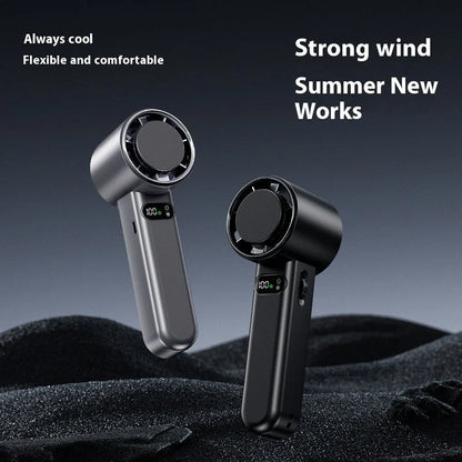 Stylish USB rechargeable handheld mini fan in black and gunmetal grey